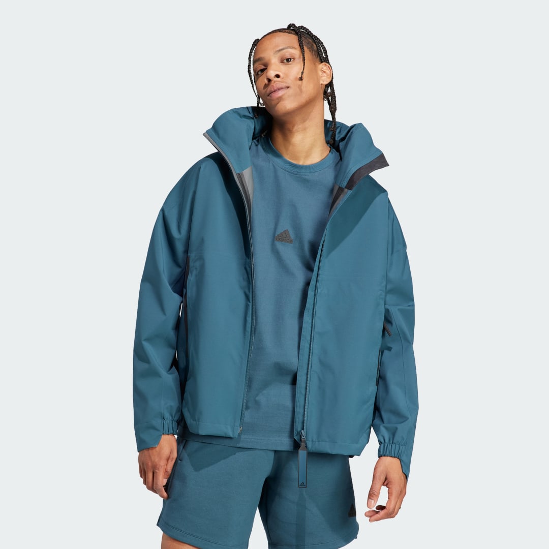Vetrovka adidas Originals MYSHELTER RAIN.RDY Tyrkysová | HZ5701, 0