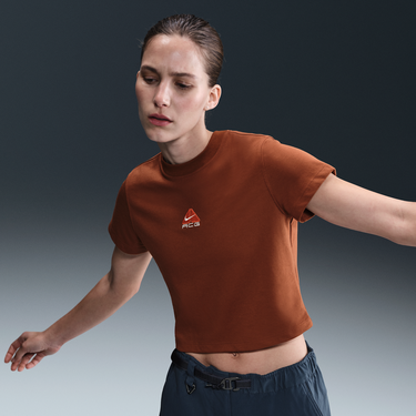 Crop Top Nike ACG Nike ACG Dri-FIT Cropped Short Sleeve T-Shirt Hnedá | HM6084-245, 4