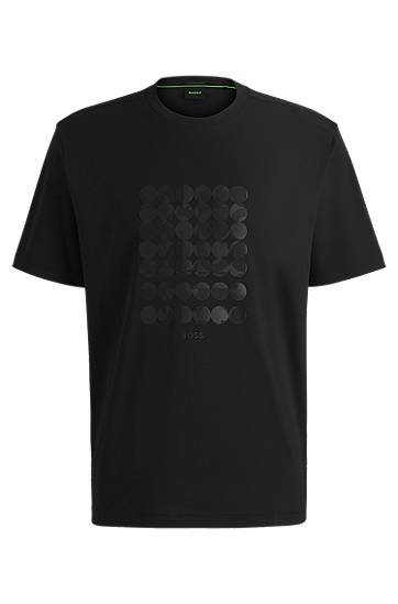 Tričko BOSS Interlock Cotton T-Shirt with Circle Artwork Čierna | 50537845, 0