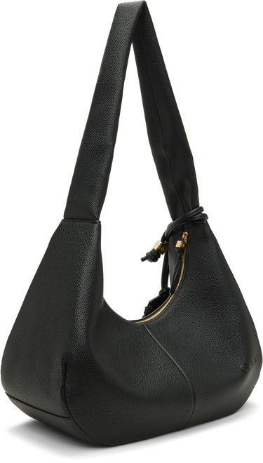 Taška cez rameno GANNI Medium Textured Hobo Shoulder Bag Čierna | A6981, 2