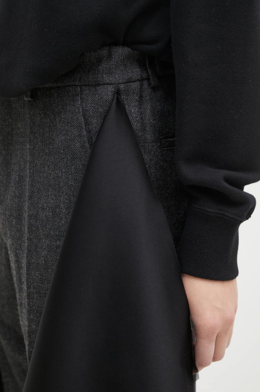 High Waist Pants With Attached Skirt Overlay
