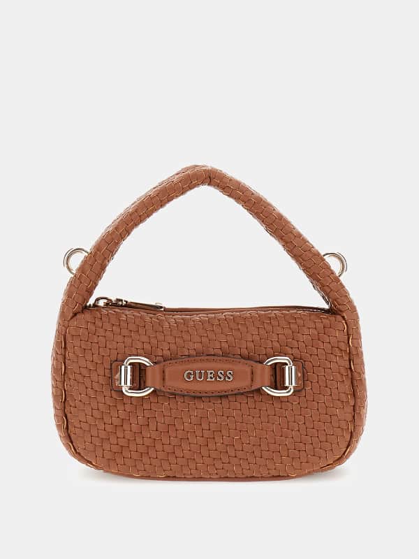 Taška cez rameno GUESS Woven Mini Hobo Bag Hnedá | HWWG9530730, 0