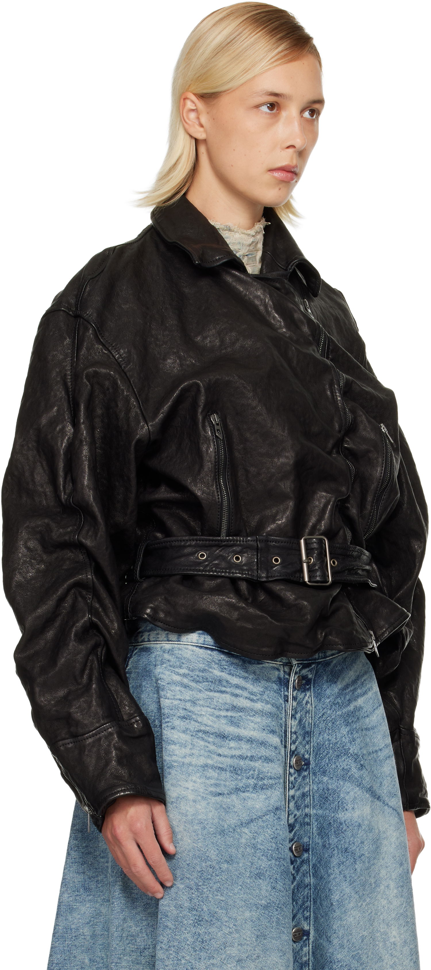 Bomber bunda Diesel L-Oys Leather Bomber Jacket Čierna | A20741 0SLCW, 1