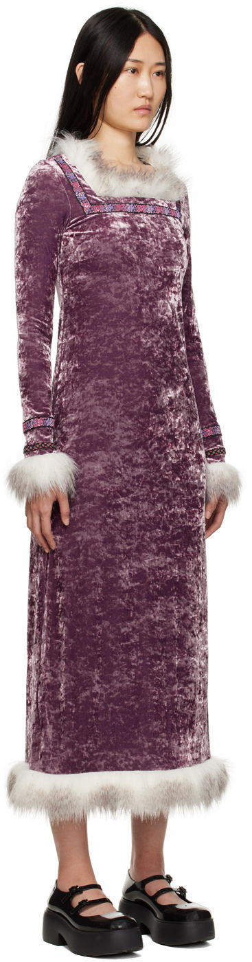 Šaty Anna Sui Anna Sui Princess Audrey Velvet Dress Fialová | 1123F74, 1