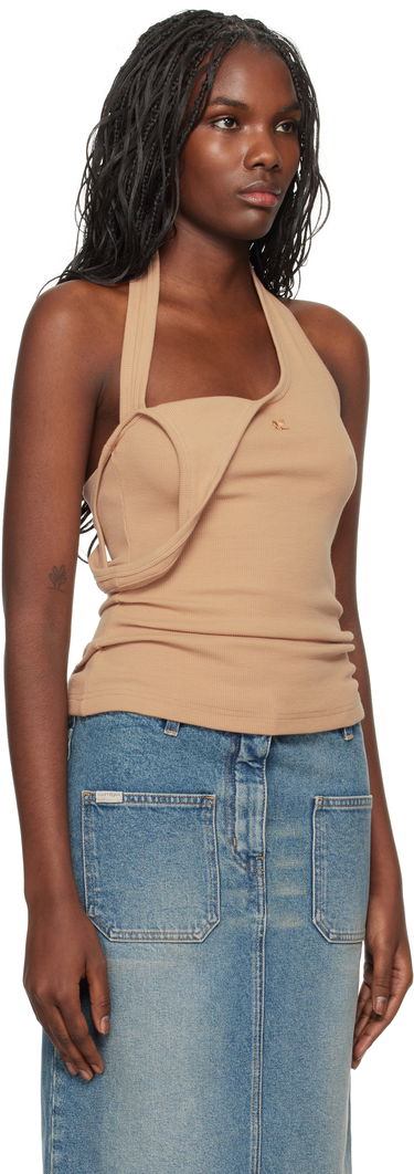 Tielko Courrèges Asymmetric Rib Tank Top Hnedá | 424JTO353JS0121, 1