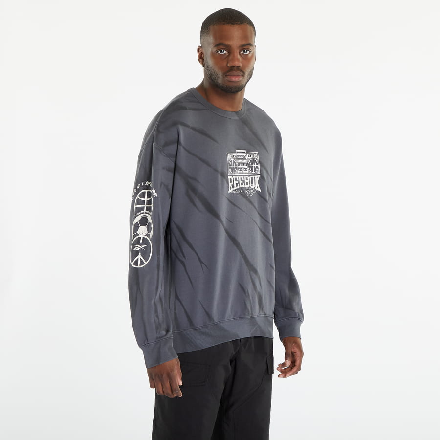 Mikina Reebok Classics Block Party Crew Sweatshirt Šedá | HS9178, 0