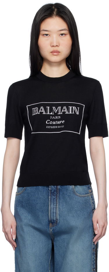 Tričko Balmain 'Couture' Knit T-shirt Čierna | EF1KA115KH87, 0