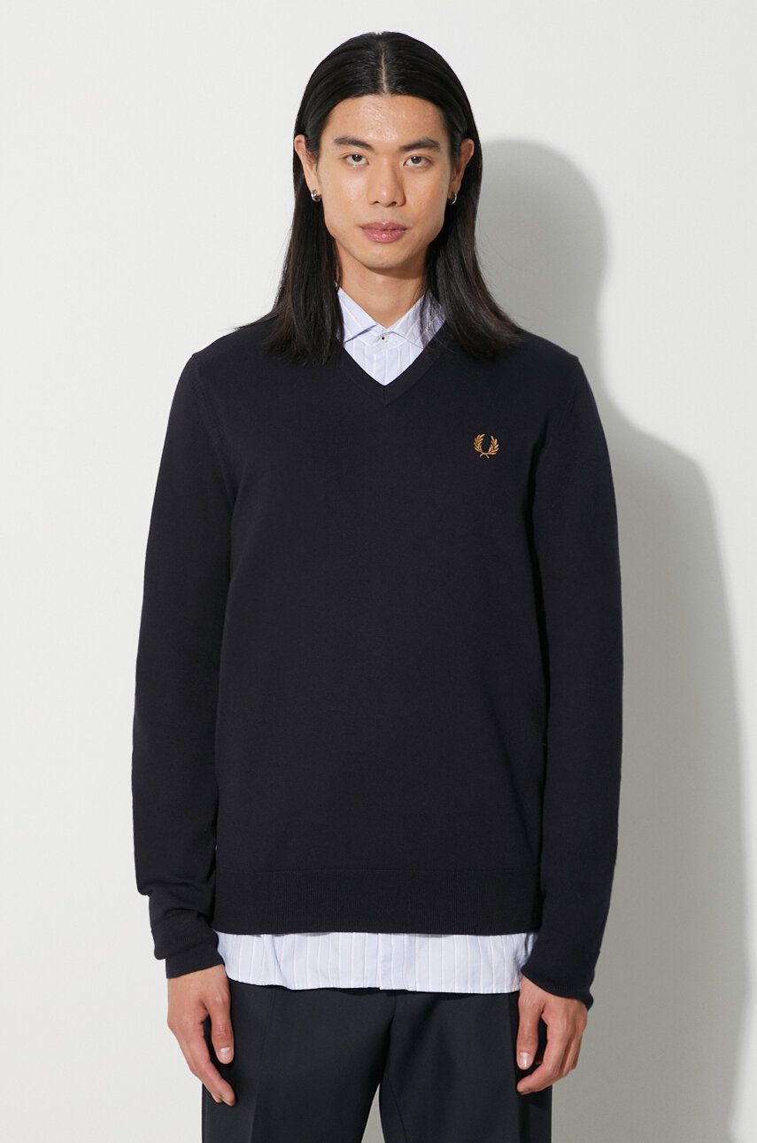 Sveter Fred Perry Fred Perry Lightweight V-Neck Sweater Navy | K9600.795, 0