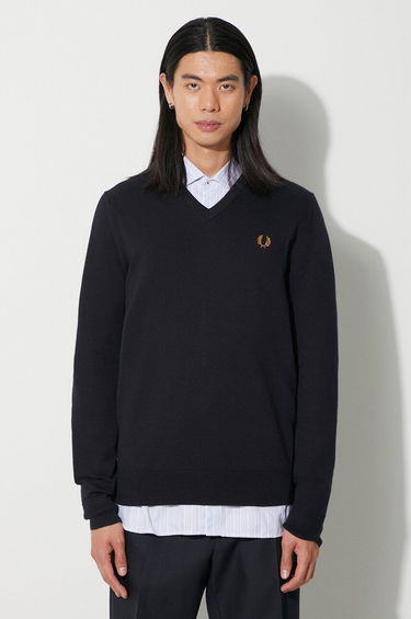 Sveter Fred Perry Fred Perry Lightweight V-Neck Sweater Navy | K9600.795, 0