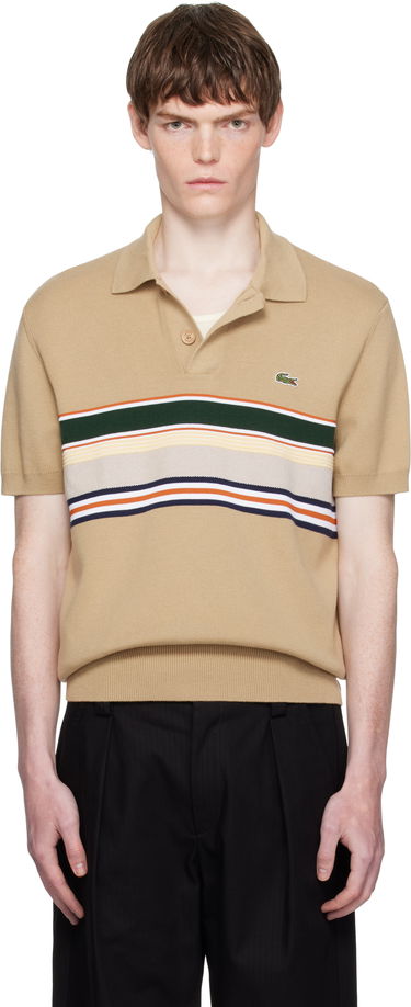 Polo tričko Lacoste Lacoste Striped Collar Polo Béžová | AH5200_9IJ, 0