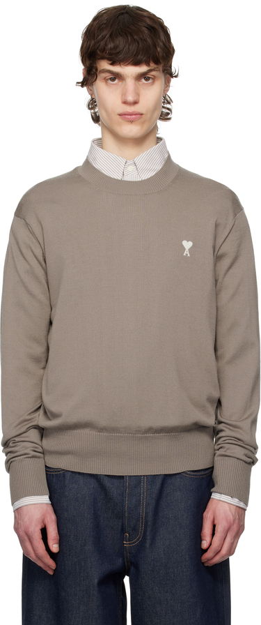 Sveter AMI AMI Paris Ami de Coeur Crew Neck Wool Sweater Hnedá | HKS121.KN0025, 0