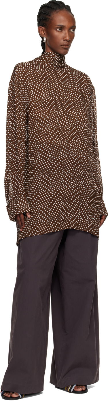Košeľa Dries Van Noten Dries Van Noten Dot Print High-Neck Blouse Hnedá | 252-010779-2251, 3