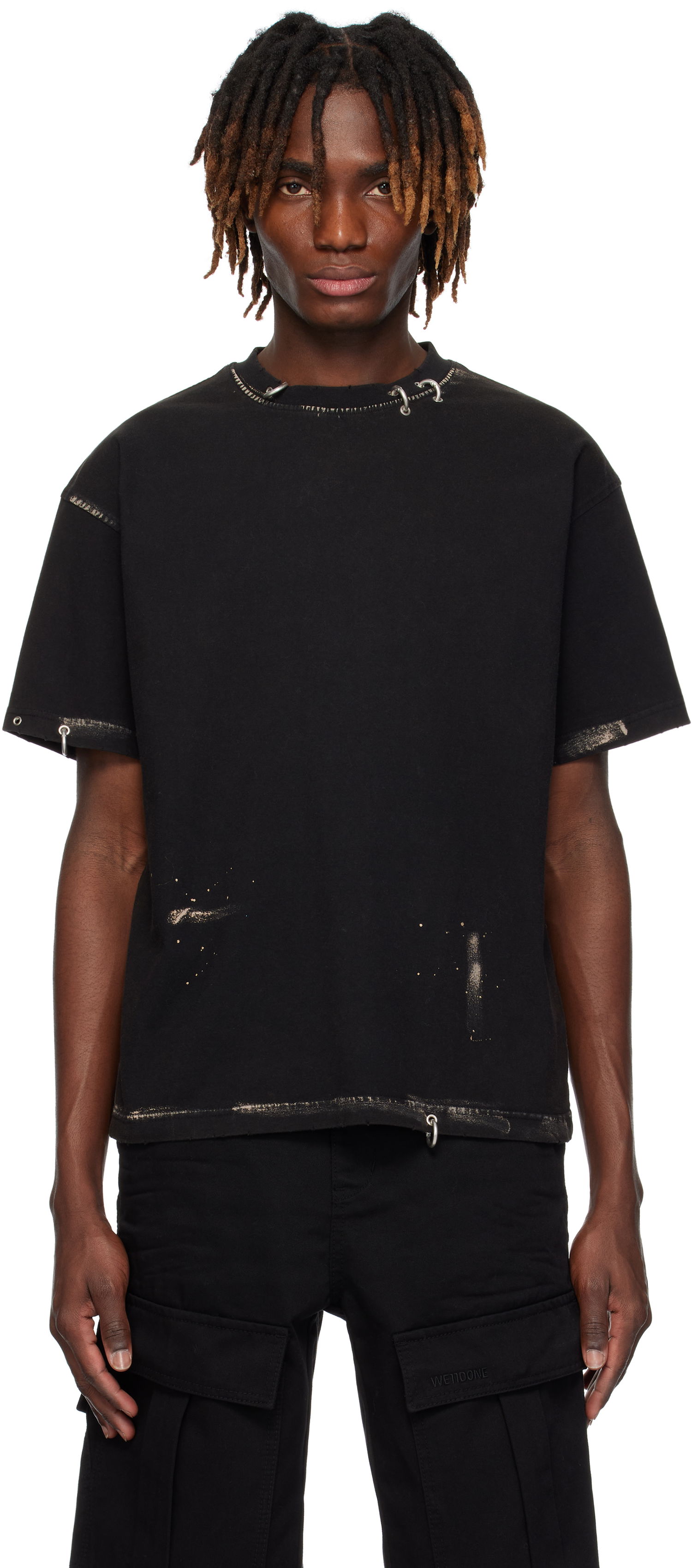 Tričko We11done We11done Pierced Distressed T-Shirt Čierna | WD-TT0-25-770-U-BK, 0