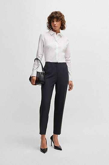 Nohavice BOSS Relaxed Fit Stretch Trousers Navy | 50511953, 1
