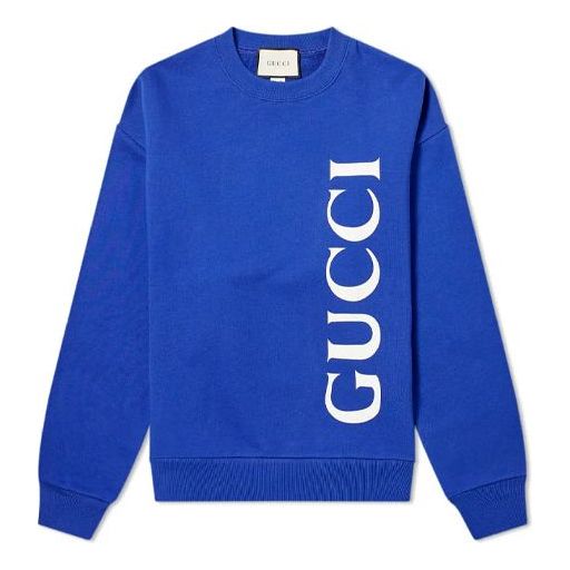 Sveter Gucci Large Logo Round Neck Sweatshirt Modrá | 599345-XJB1C-4118, 0