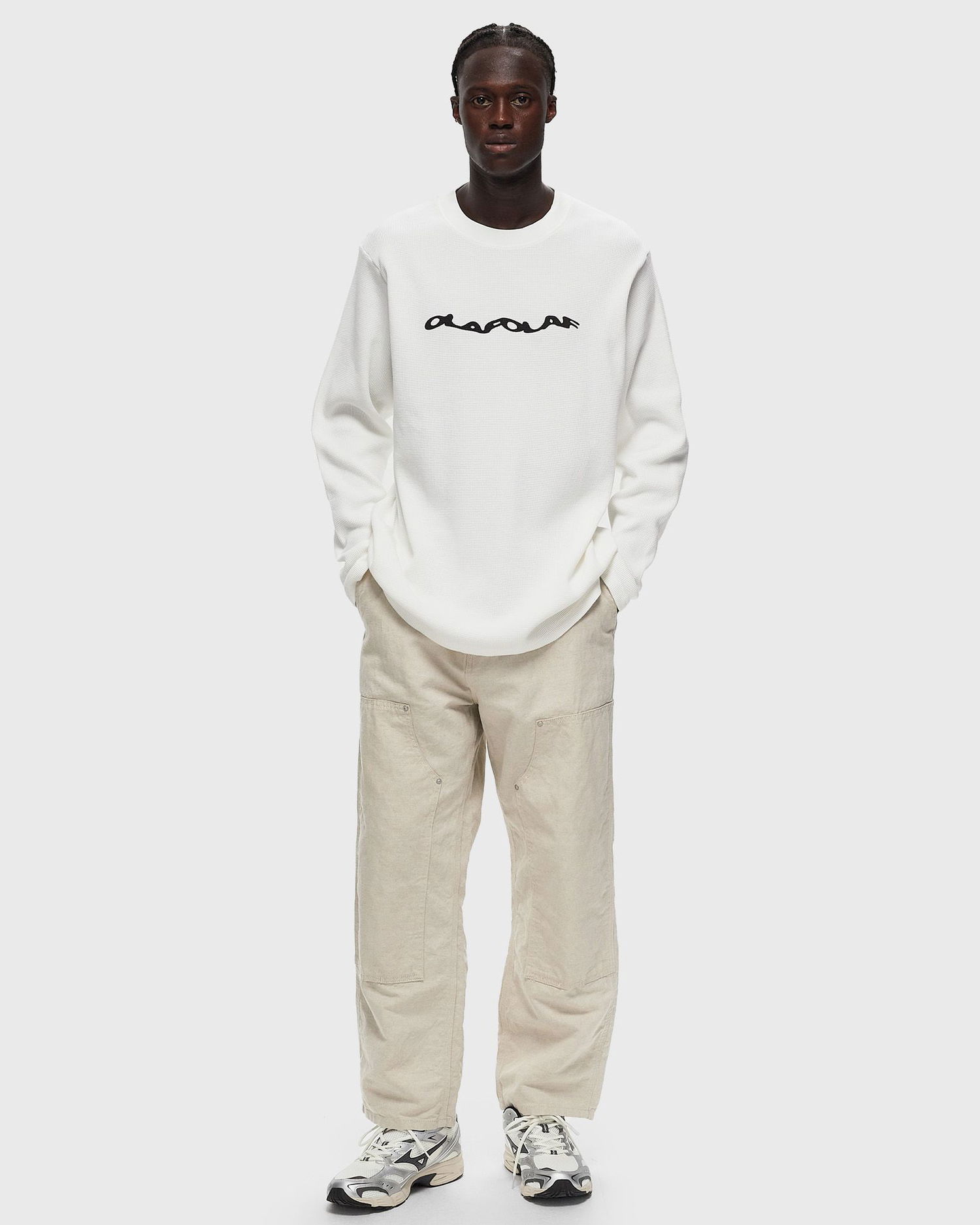 Tričko ØLÅF WAFFLE TEE LS Biela | M180113-WHITE, 1