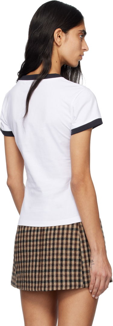 Crop Top GANNI Cropped Ringer Graphic Kitty T-shirt Biela | T4336, 2