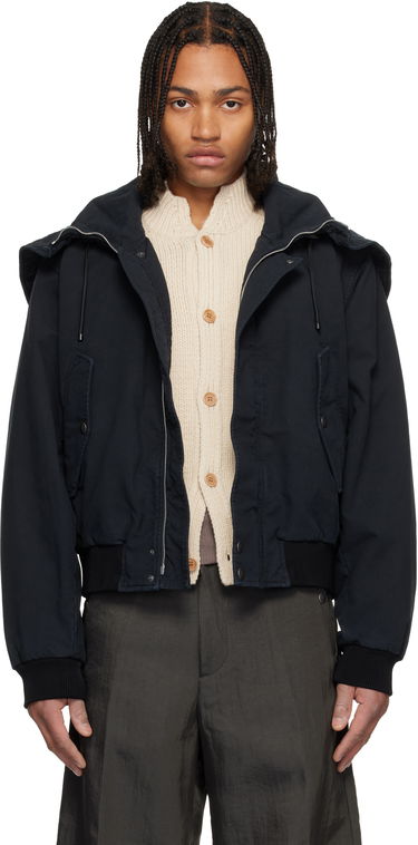 Bomber bunda Dries Van Noten Overdyed Hooded Bomber Jacket Navy | 252-020585-2101, 0