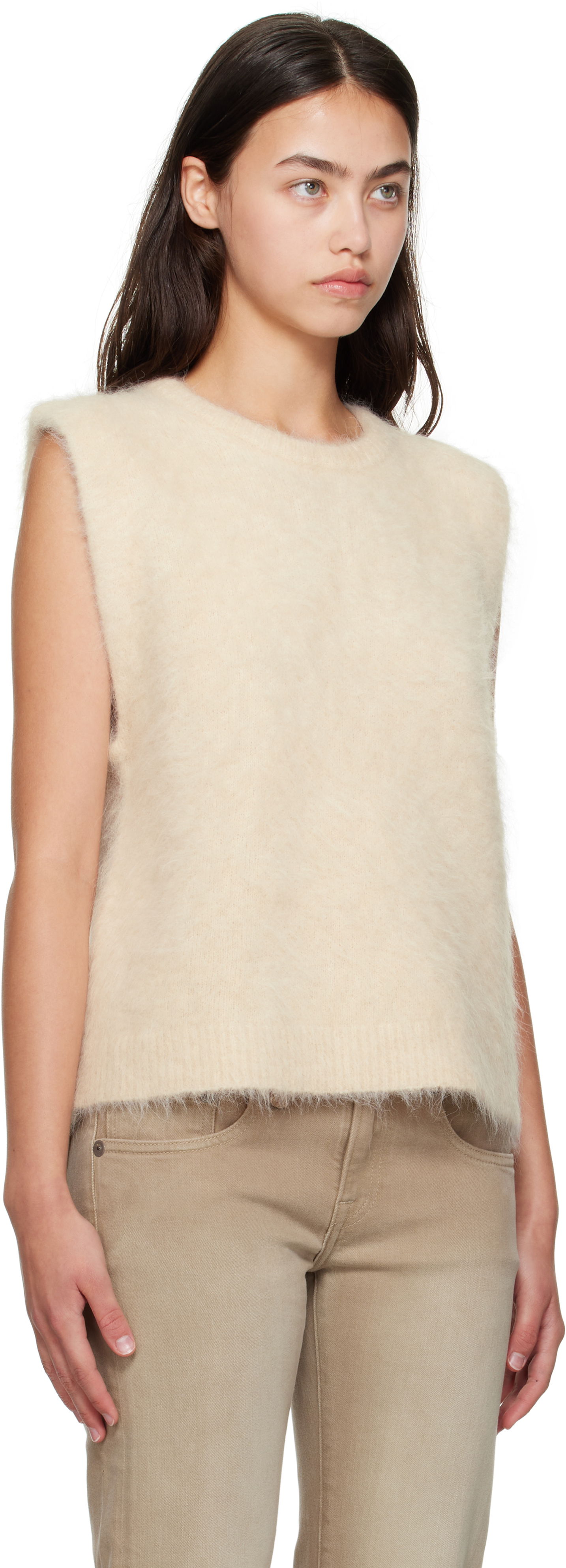 Vesta R13 R13 Deep Armhole Knit Vest Béžová | R13WY294-Y197A, 1