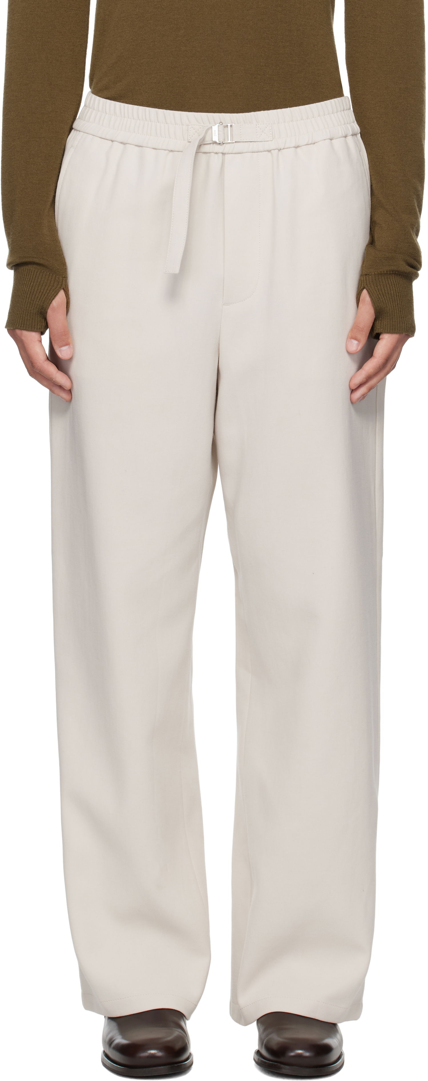 Nohavice AMI AMI Paris Elasticated Trousers Béžová | HTR214.CO0106, 0