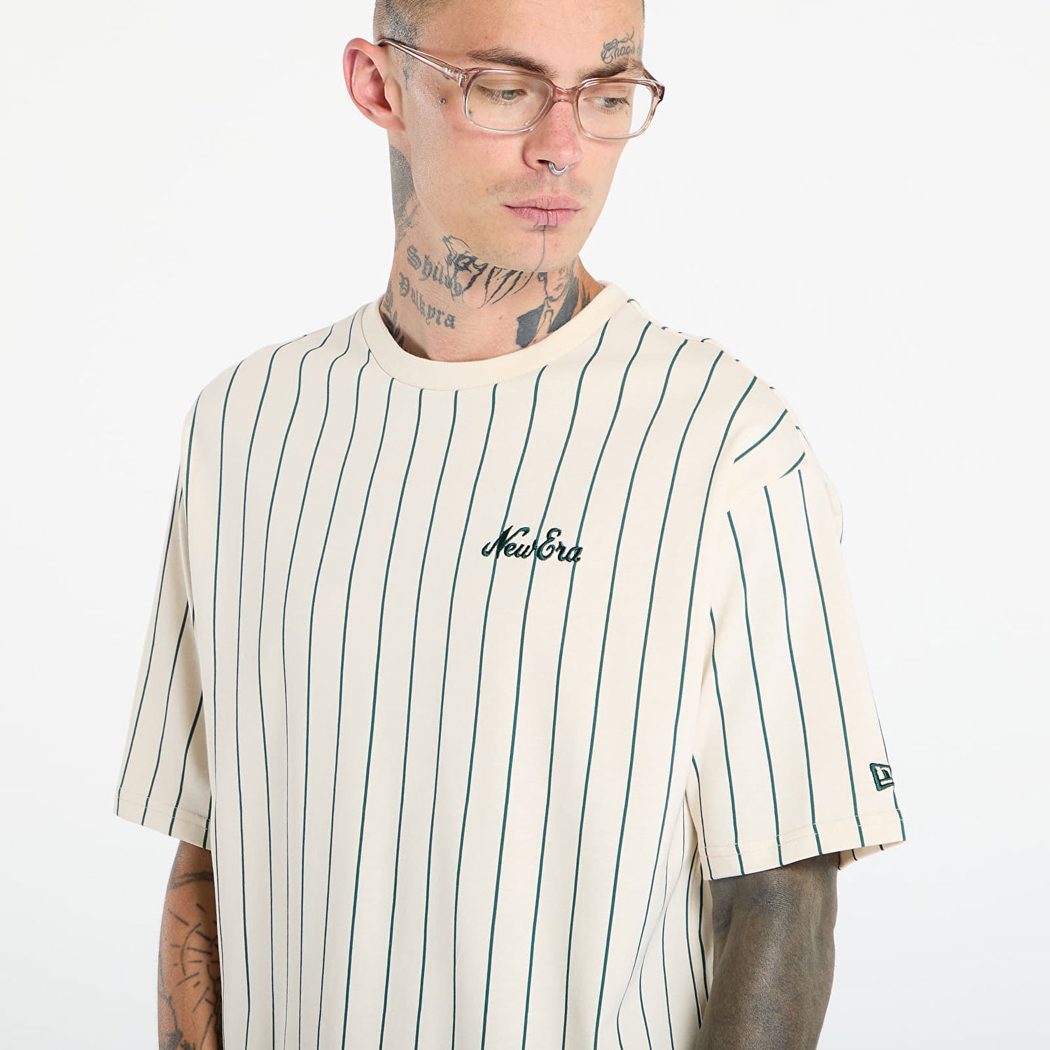 Tričko New Era New Era Pinstripe T-Shirt Béžová | 60684389, 1
