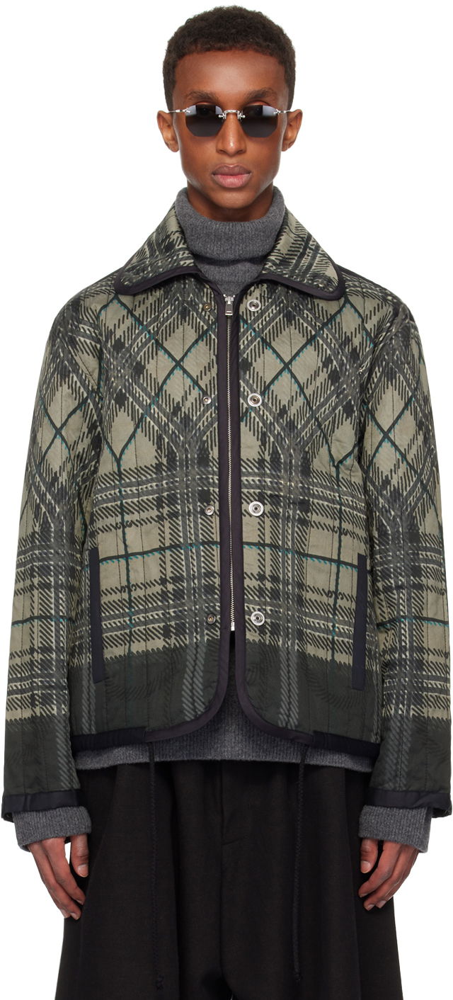 Bunda Craig Green Green & Black Quilted Plaid Jacket Zelené | CGAW24CWOJKT68