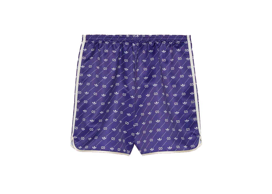 Šortky Gucci adidas x Trefoil Print Shorts Ivory/Blue Fialová | 701367 ZAJCZ 9093, 0