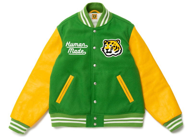 Bomber bunda Human Made Green and Yellow Varsity Jacket Zelené | HM24JK018