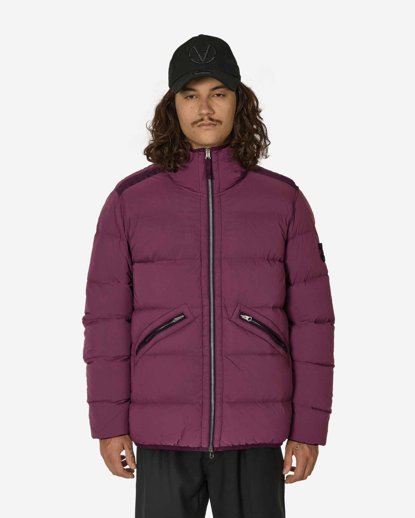 Seamless Tunnel Nylon Hooded Down Jacket Dark Burgundy