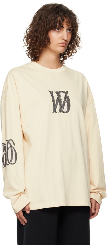 Tričko We11done Letter Logo Print Long-Sleeved T-Shirt Béžová | WD-TT3-24-746-U-BG, 1