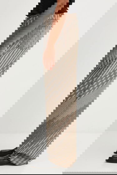 Nohavice KENZO Wool Blend Diagonal Stripe Turn Up Wide Fit Pants Rôznofarebný | FF65PA3839IO, 1