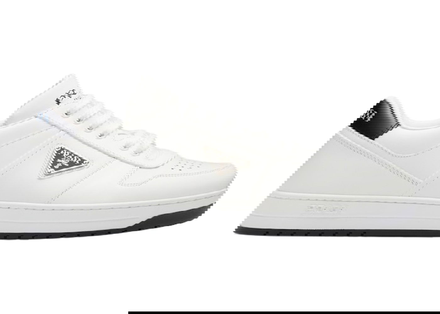 Tenisky a topánky Prada Downtown Low Top Sneakers Leather White White Black Biela | 2EE364_3LJ6_F0964, 0