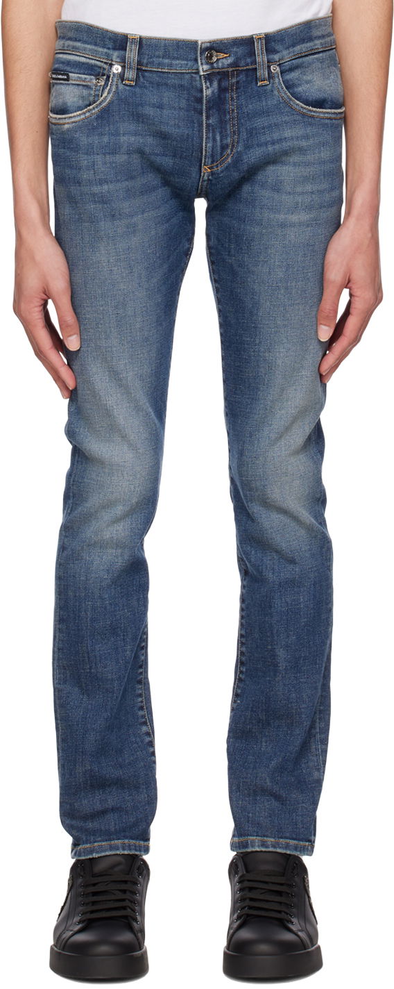 Džínsy Dolce & Gabbana Blue Washed Skinny Jeans Modrá | GY07LDG8GW9