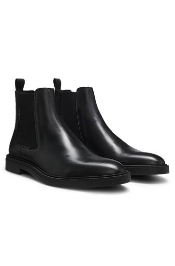 Starostlivosť o obuv BOSS Nappa Leather Chelsea Boots with Signature Stripe Čierna | 50552527, 0