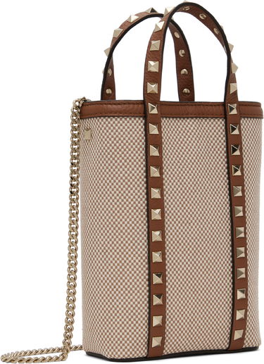 Tote bag Valentino Valentino Garavani Rockstud Mini Tote Bag with Chain Hnedá | 6W2P0X90QCE, 2