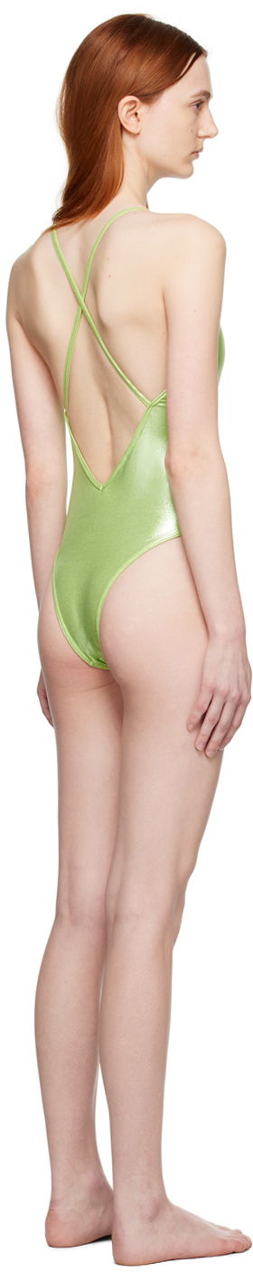 Plavky The Attico The Attico V-Neck One-Piece Swimsuit Zelené | 233WBB71 PA32, 2