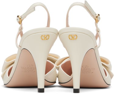 Tenisky a topánky Valentino Bowow Pointed-Toe Bow Slingback Kidskin Heels Biela | 7W2S0MX5DDT, 1