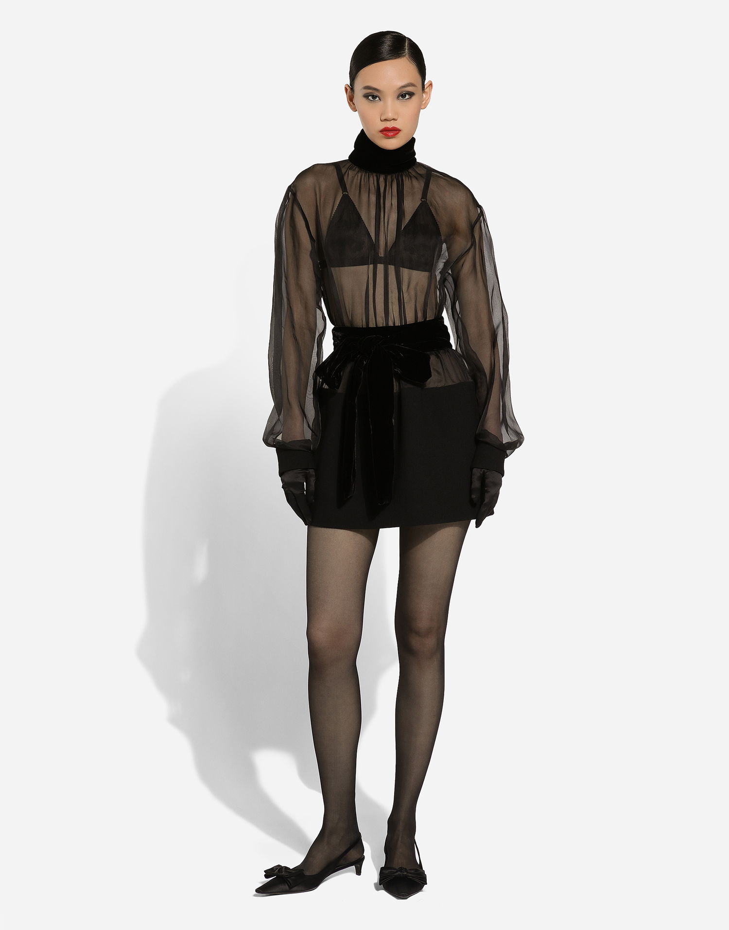 Šaty Dolce & Gabbana Short Wool Crepe And Organza Dress Čierna | F6JNDTGDCO9N0000, 1
