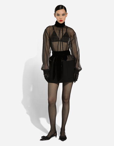 Šaty Dolce & Gabbana Short Wool Crepe And Organza Dress Čierna | F6JNDTGDCO9N0000, 1