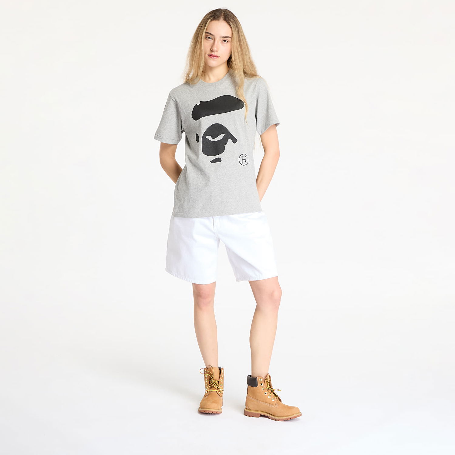 Tričko BAPE A BATHING APE Ape Face T-Shirt Šedá | 001TEL301003MGRA, 1