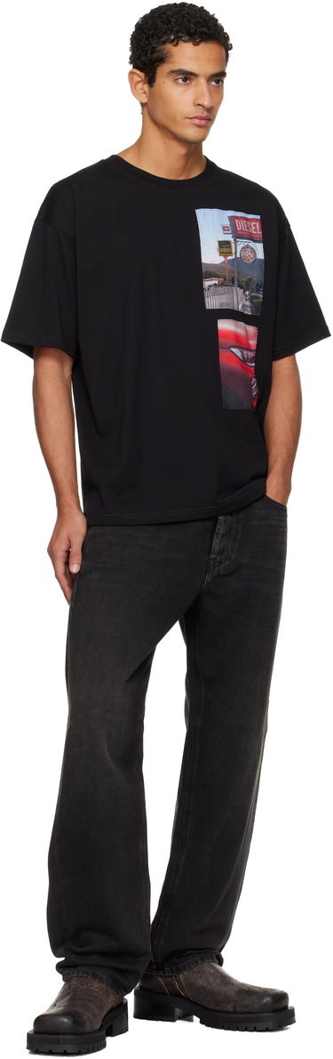 Tričko Diesel T-shirt with Roadside Scene and Car Photo Patches Čierna | A19467-0PLAT-9XX, 3