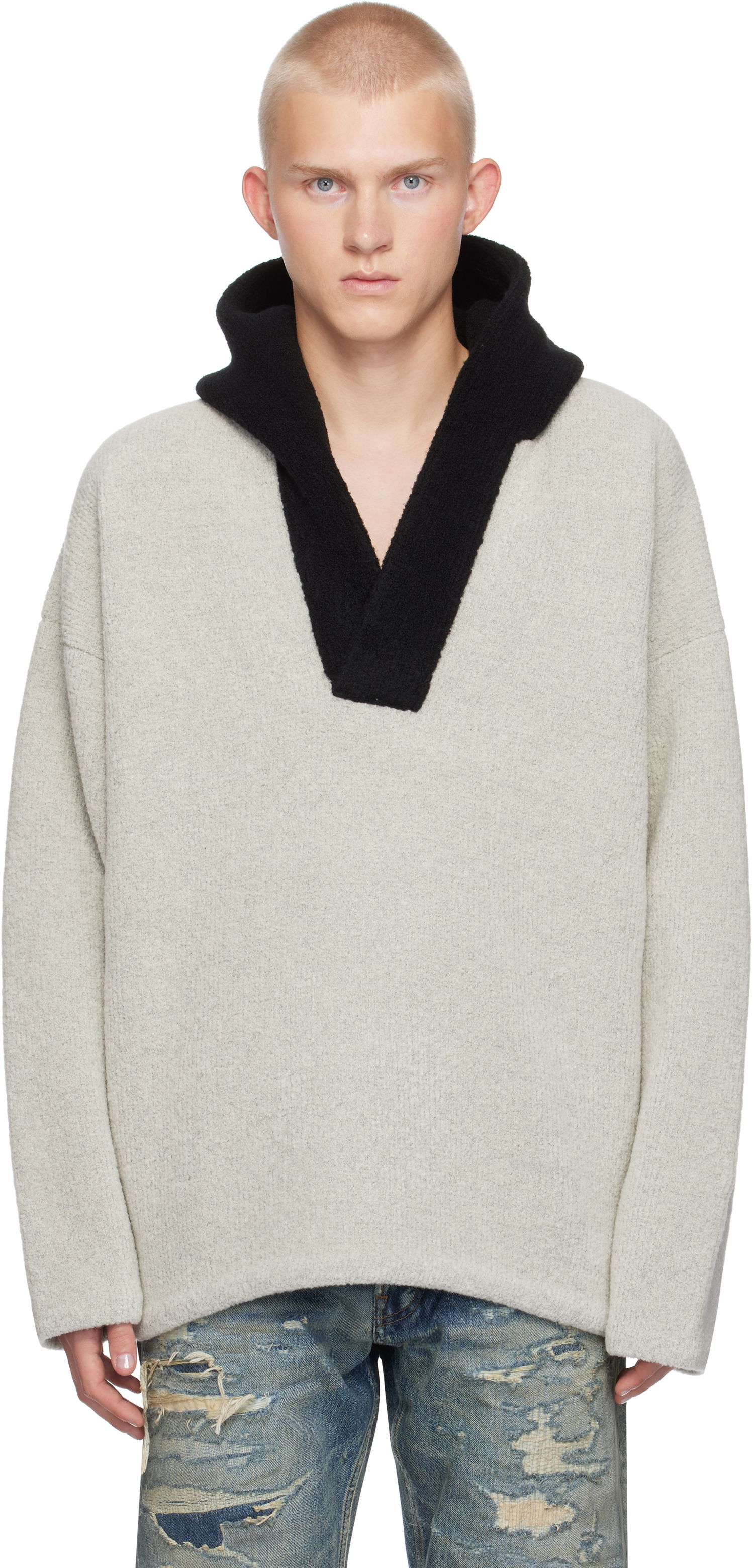 Mikina Fear of God Fear of God Merino Boucle Polo Hoodie Šedá | FG24FW20-736WBO, 0