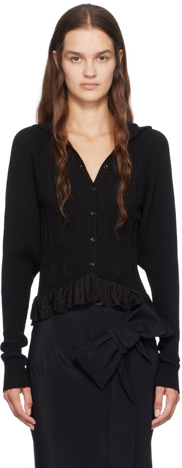 Sveter Simone Rocha Simone Rocha Plaited Tinsel Hooded Cardigan Čierna | HMK34 0624, 0