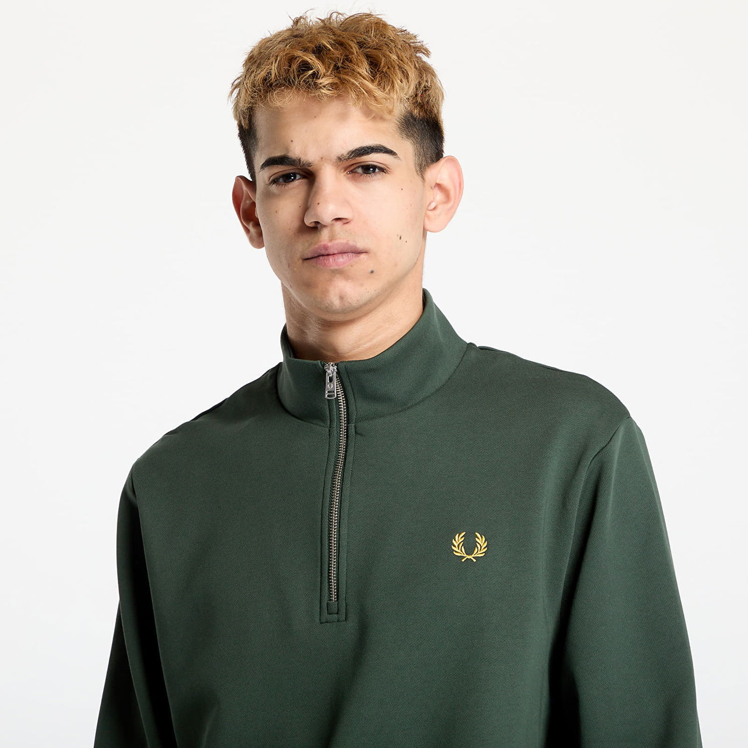Mikina Fred Perry Fred Perry Half Zip Sweatshirt Zelené | M3574 X89, 1