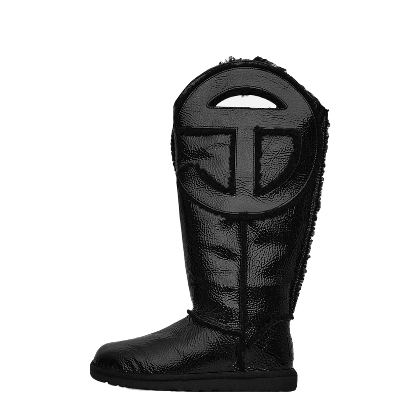 Tenisky a topánky UGG Telfar Logo Tall Crinkle Leather Boots Black Čierna | 1155871 BLK