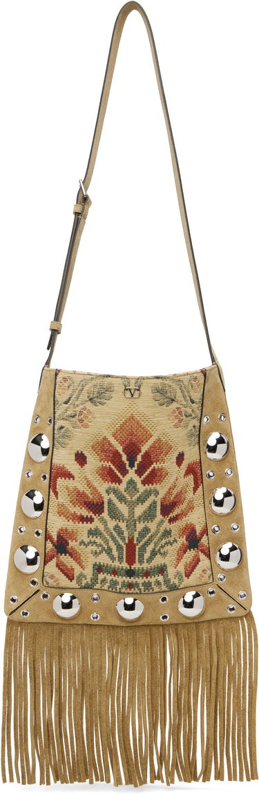 Taška cez rameno Valentino Garavani Nellcôte Jacquard Floral Shoulder Bag with Fringe and Studs Metalická | 7W2B0R33JXK, 0