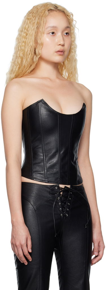 Body Miaou Miaou Leia Faux-Leather Corset Tank Top Čierna | 701O-CL-BLKL, 1