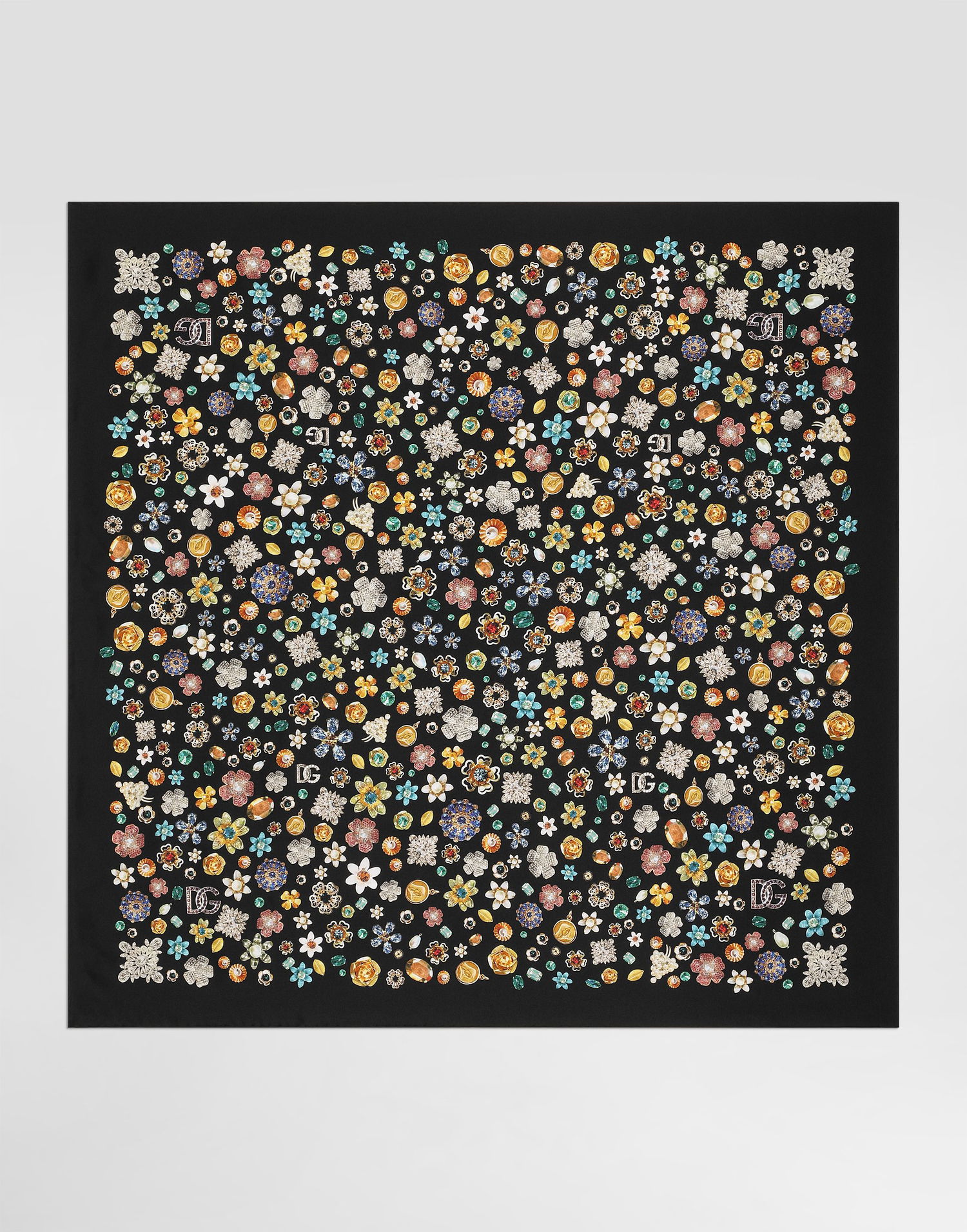 Šál Dolce & Gabbana Dolce & Gabbana 90x90 Silk Twill Floral Scarf Čierna | FN090RGDDAXHN5SA, 0
