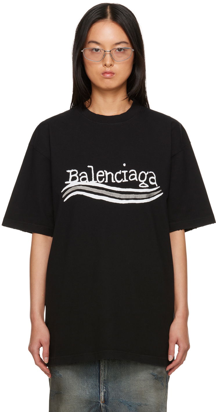 Tričko Balenciaga Printed T-Shirt Čierna | 641655 TNVE7, 0