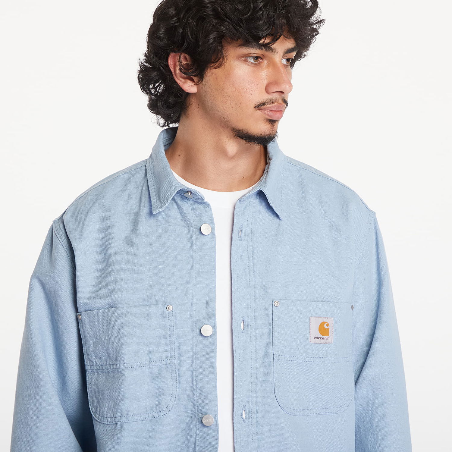 Bunda Carhartt WIP Walter Shirt Jacket UNISEX Misty Sky Rinsed Modrá | I033578.0W902, 1